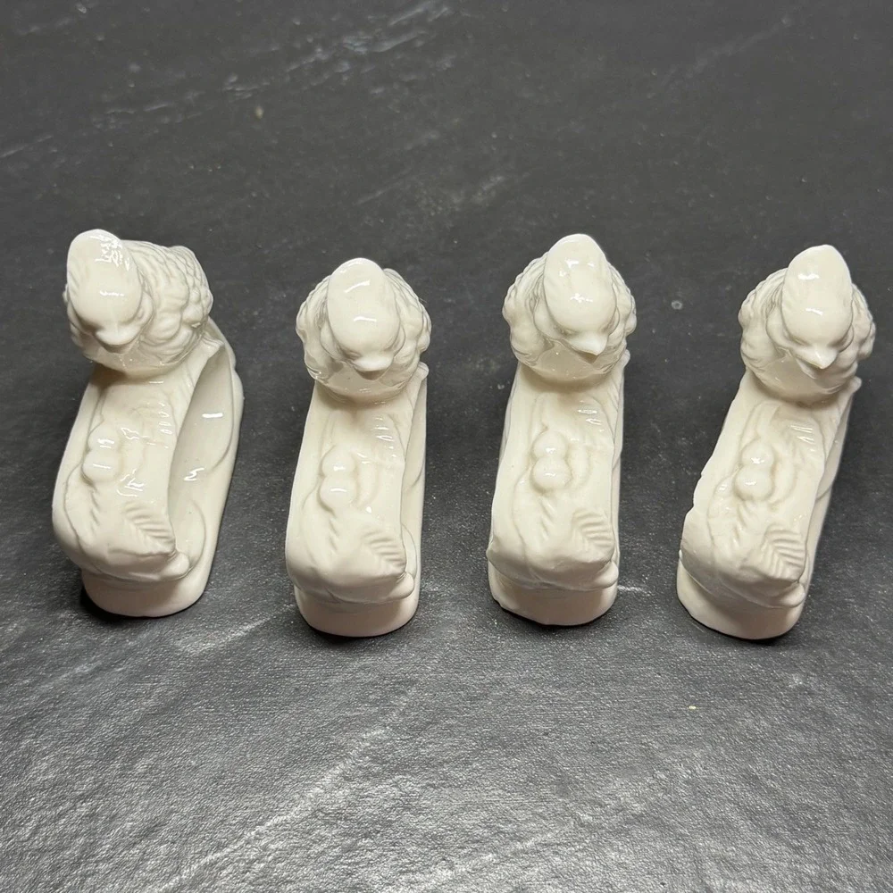 Ardalt Bone China Bird Napkin Rings Set of 4 White Porcelain‎ Taiwan 3616